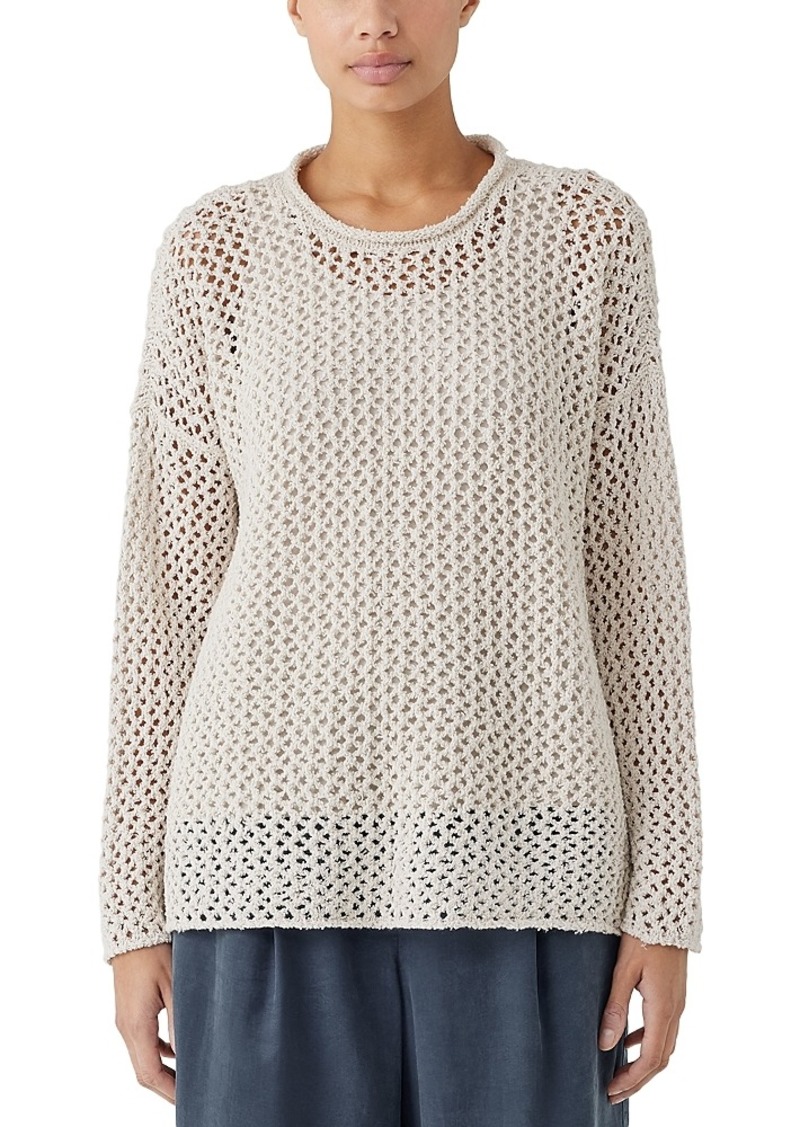 Eileen Fisher Cotton Crewneck Mesh Sweater