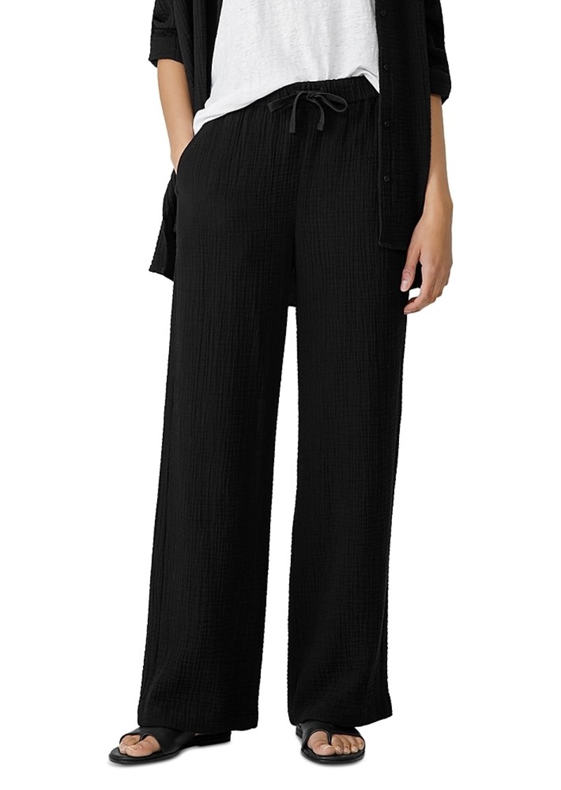 Eileen Fisher Cotton Straight Drawstring Pants