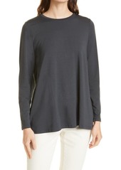 Eileen Fisher Crewneck Long Sleeve Tunic Top in Graphite at Nordstrom
