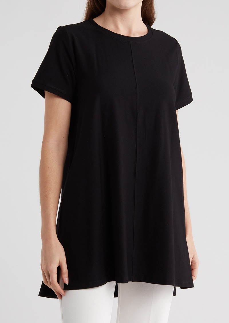 Eileen Fisher Crewneck Tunic Top in Black at Nordstrom Rack