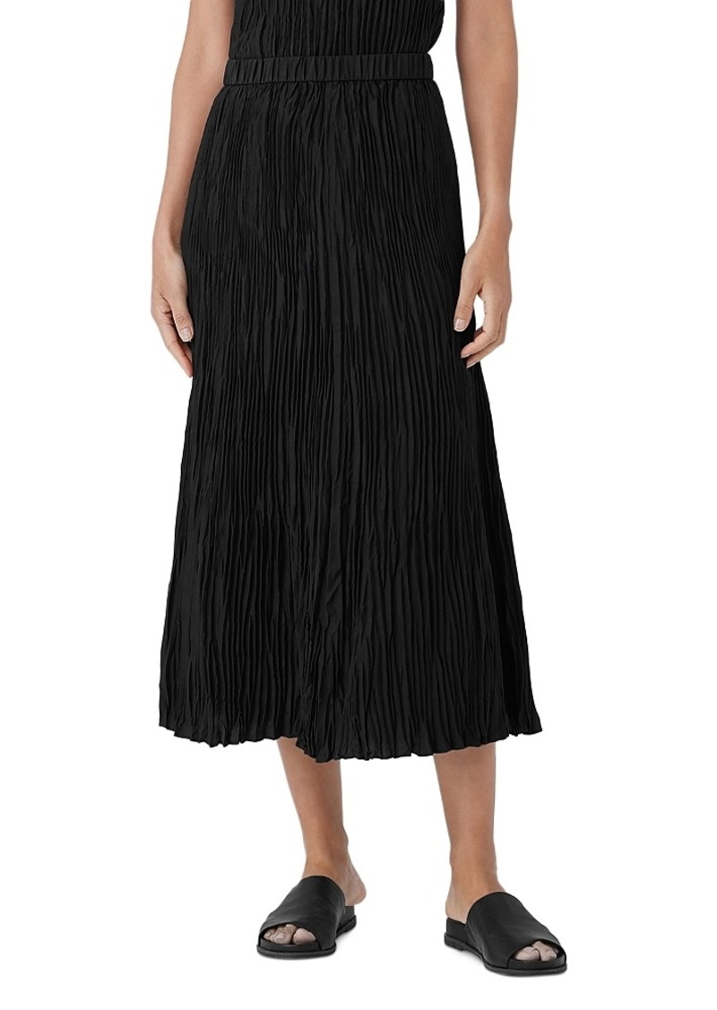 Eileen Fisher Crinkle Silk Midi Skirt