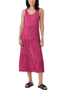 Eileen Fisher Crinkle Silk Tiered Midi Dress