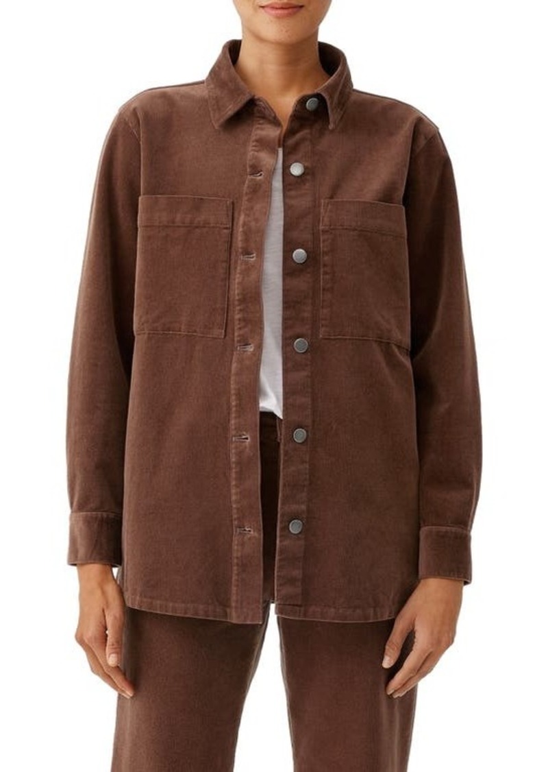 Eileen Fisher Classic Collar Organic Cotton Stretch Corduroy Shirt Jacket