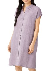 Eileen Fisher Gingham Organic Linen Shirt Dress