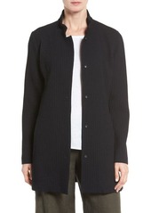 Eileen Fisher Grid Stretch Cotton & Tencel Blend Jacket
