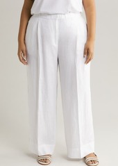 Eileen Fisher High Waist Pleated Organic Linen Wide Leg Pants