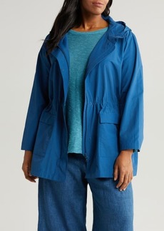 Eileen Fisher Hooded Cotton Blend Jacket