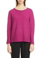 Eileen Fisher Horizontal Ribbed Organic Linen & Cotton Sweater in Cerse at Nordstrom