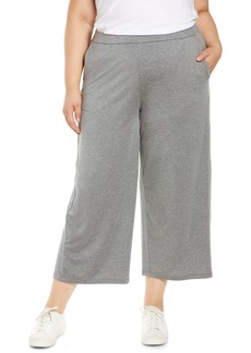 Eileen Fisher Jersey Ankle Wide Leg Pants in Ash at Nordstrom