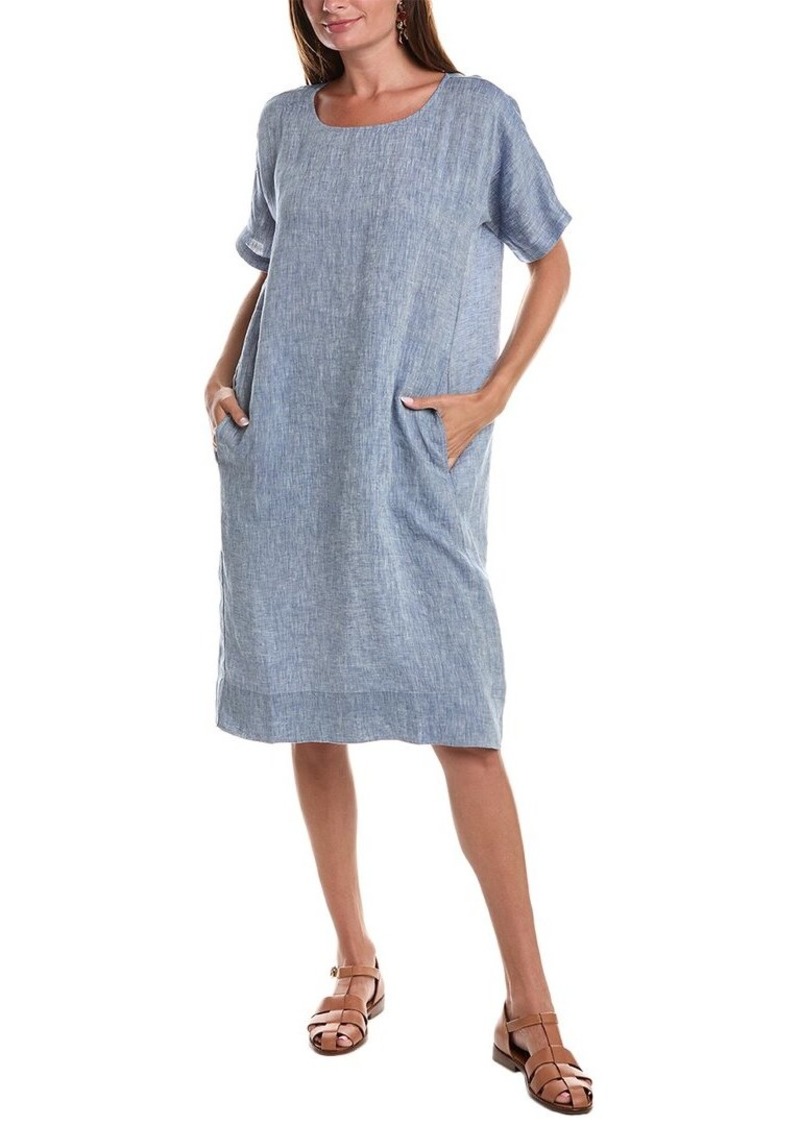 EILEEN FISHER Jewel Neck Linen Dress