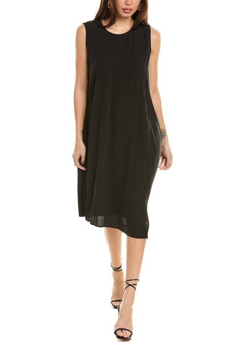 EILEEN FISHER Jewel Neck Silk Dress