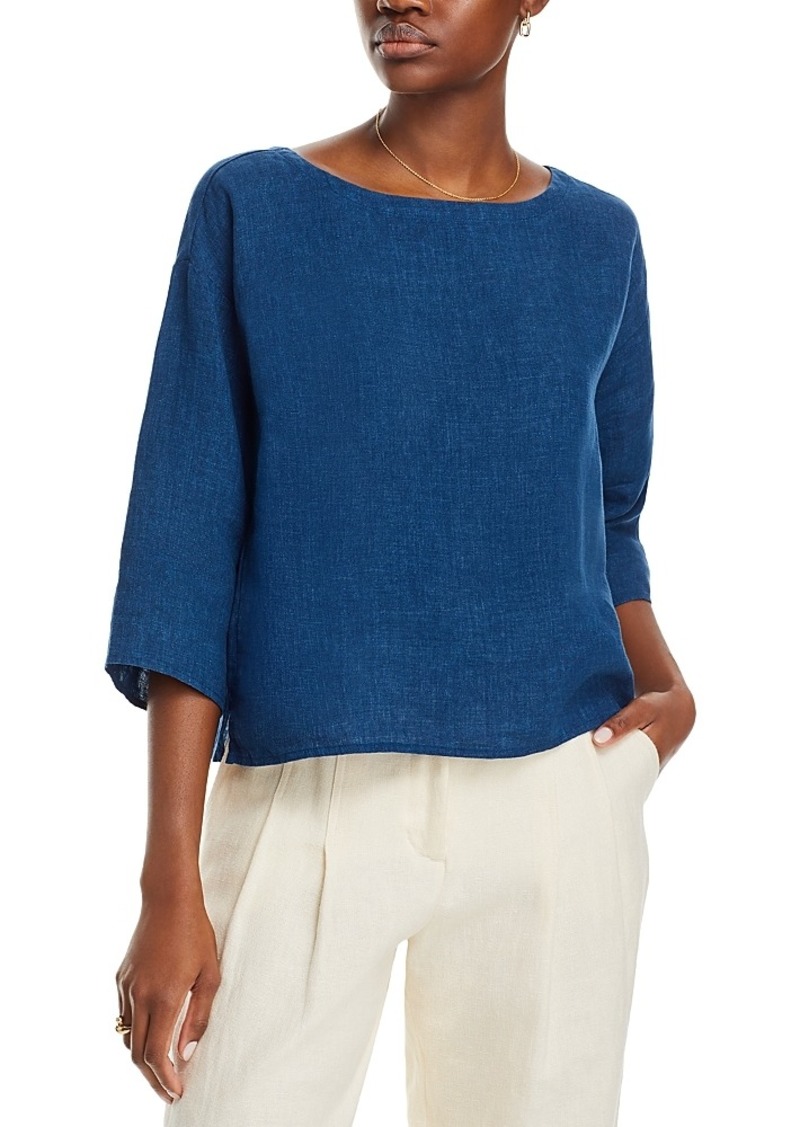 Eileen Fisher Linen Boat Neck Boxy Top