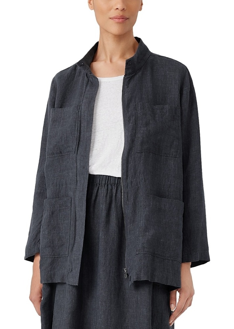 Eileen Fisher Linen Delave Stand Collar Jacket