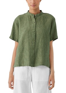 Eileen Fisher Linen Mandarin Collar Shirt