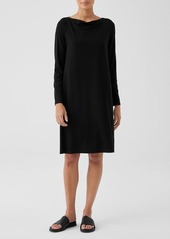 Eileen Fisher Long Sleeve Cowl Neck Jersey Shift Dress