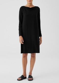 Eileen Fisher Long Sleeve Cowl Neck Jersey Shift Dress