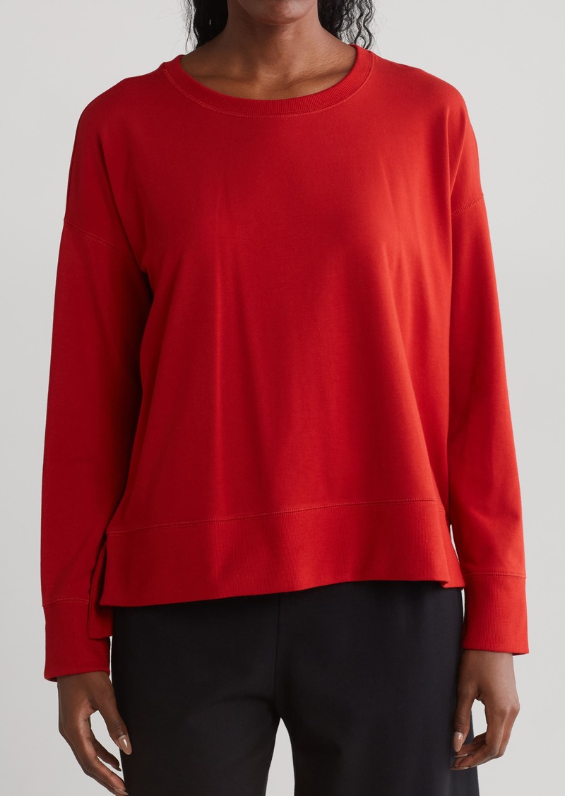 Eileen Fisher Long Sleeve Organic Cotton T-Shirt in Cinnabar at Nordstrom Rack