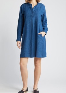 Eileen Fisher Long Sleeve Organic Linen Shift Dress