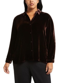 Eileen Fisher Long Sleeve Velvet Button-Up Shirt