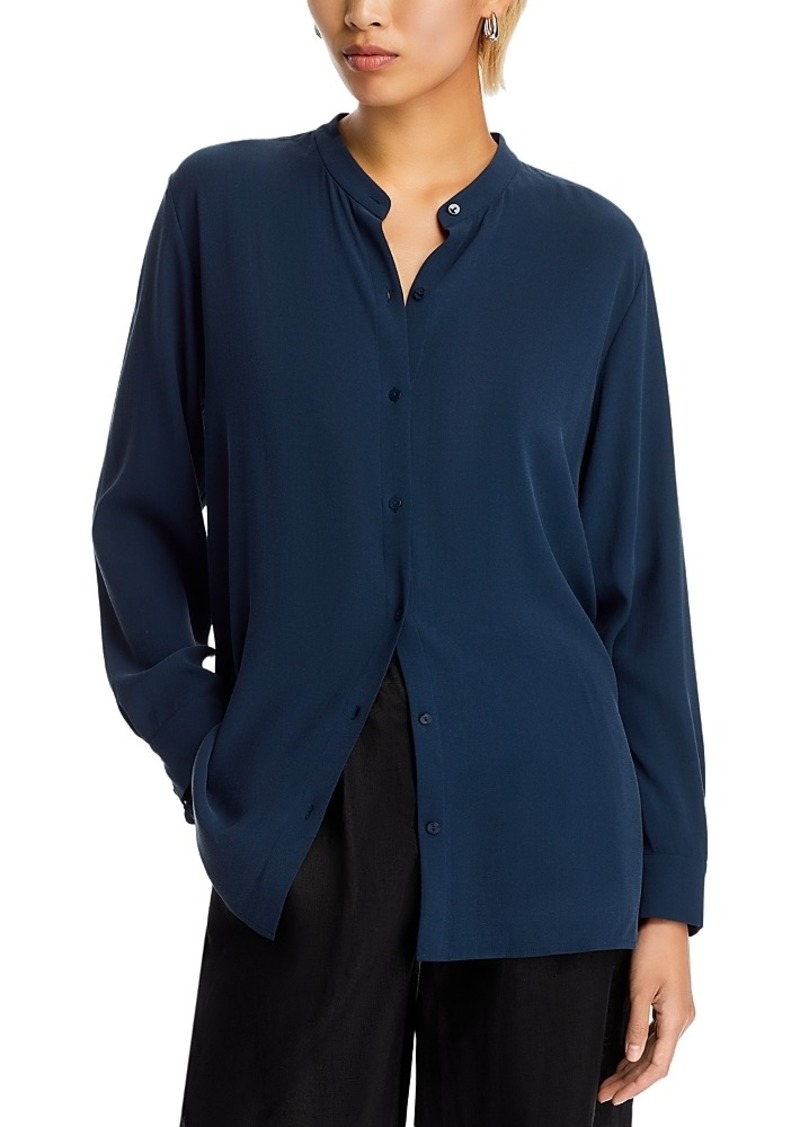 Eileen Fisher Mandarin Collar Silk Shirt