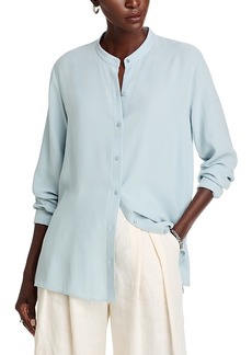 Eileen Fisher Mandarin Collar Silk Shirt