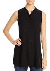 Eileen Fisher System Mandarin-Collar Silk Sleeveless Shirt