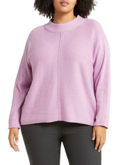 Eileen Fisher Mock Neck Seamed Organic Cotton & Recycled Cashmere Sweater