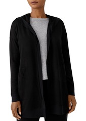 Eileen Fisher Open Front Long Hooded Sweatshirt