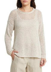 Eileen Fisher Open Stitch Crewneck Organic Cotton Sweater