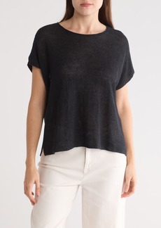 Eileen Fisher Open Stitch Short Sleeve Organic Cotton Sweater in Graphite at Nordstrom Rack