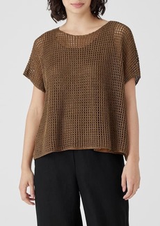 Eileen Fisher Open Stitch Short Sleeve Organic Linen Sweater