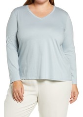 Eileen Fisher Organic Cotton V-Neck Top in Frost at Nordstrom