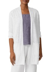 Eileen Fisher Organic Linen & Cotton Cardigan in White at Nordstrom