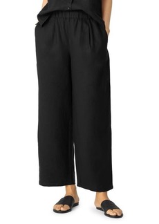Eileen Fisher Organic Linen Ankle Straight Leg Pants in Black at Nordstrom