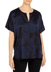 Eileen Fisher Printed Satin Boxy Top