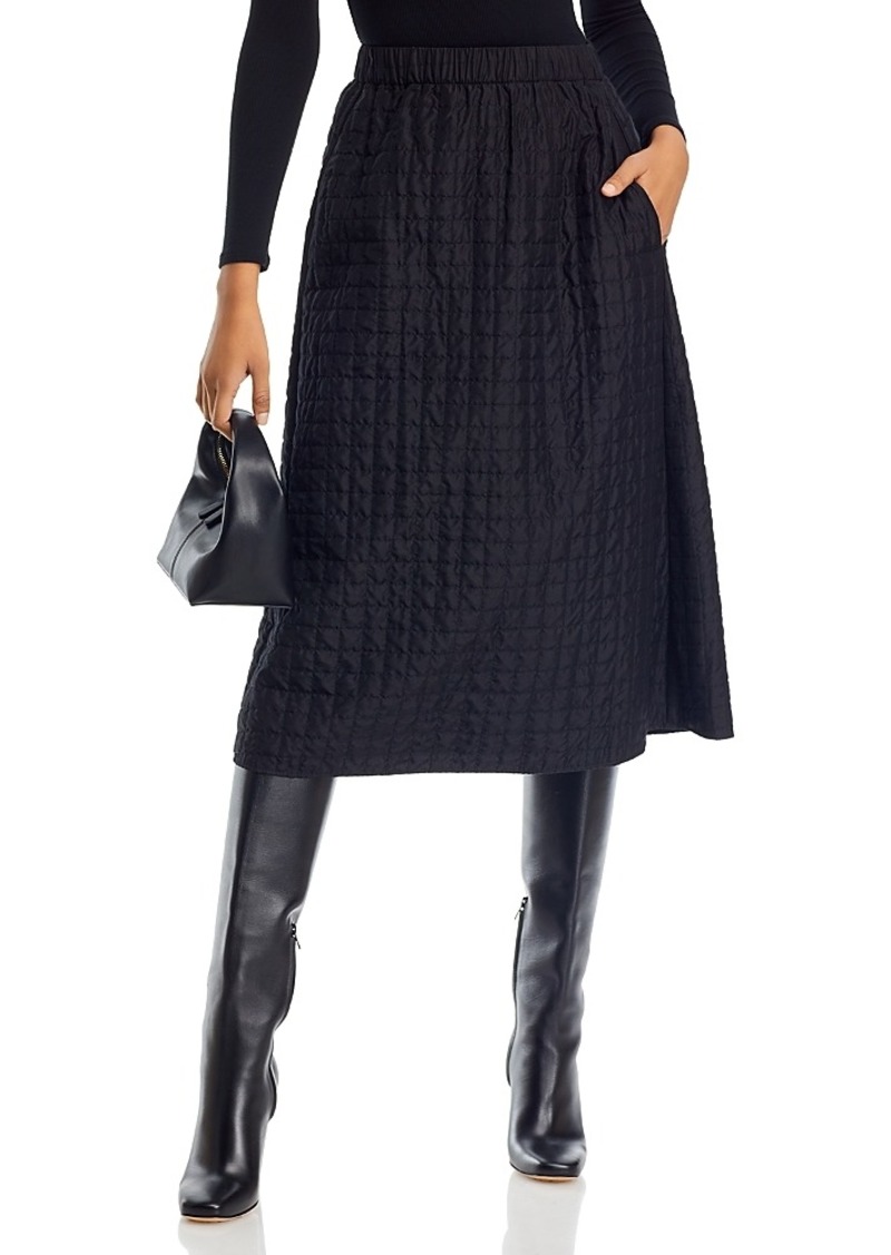 Eileen Fisher Quilted Silk A-Line Skirt