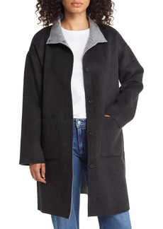 Eileen Fisher Reversible Wool & Cashmere Coat in Charcoal/Moon at Nordstrom Rack