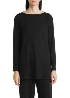 Eileen Fisher Rib Boat Neck Top