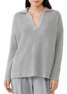Eileen Fisher Ribbed Cotton & Cashmere Pullover