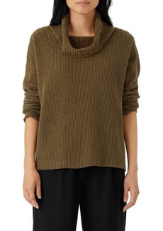 Eileen Fisher Ribbed Organic Cotton Chenille Turtleneck Sweater