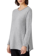 Eileen Fisher Roll Neck Cashmere Tunic Sweater in Moon at Nordstrom