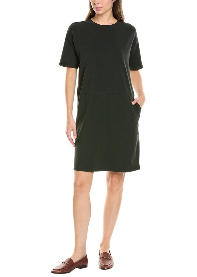 EILEEN FISHER Round Neck Elbow-Sleeve Shift Dress