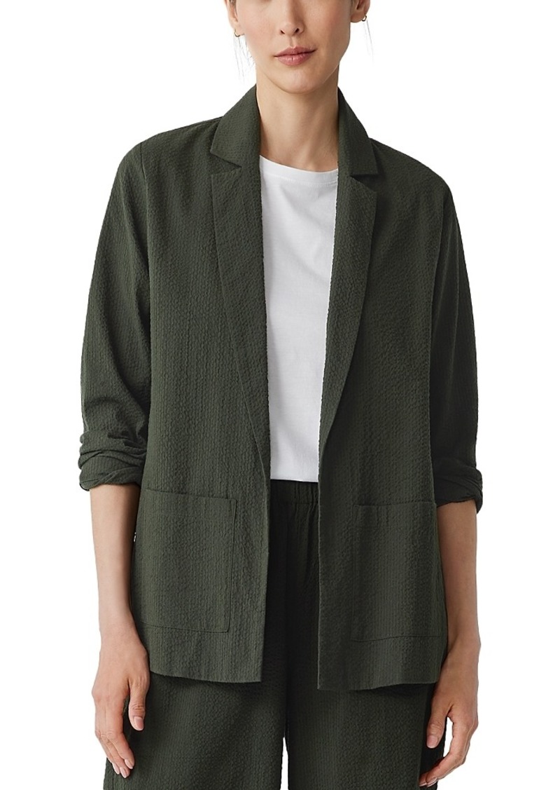 Eileen Fisher Seersucker Notch Collar Blazer