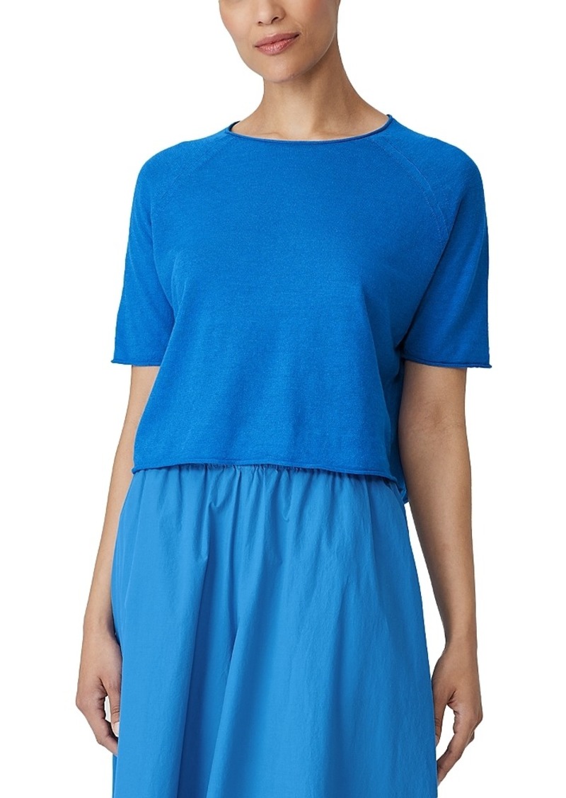Eileen Fisher Short Sleeve Linen & Cotton Pullover Top
