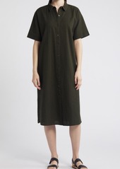 Eileen Fisher Short Sleeve Organic Cotton Midi Shirtdress