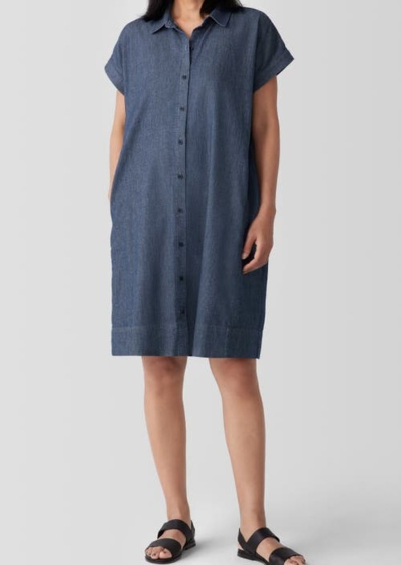 Eileen Fisher Short Sleeve Organic Cotton Shirtdress