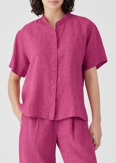Eileen Fisher Short Sleeve Organic Linen Button-Up Shirt
