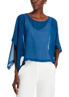 Eileen Fisher Silk Boat Neck Cropped Top