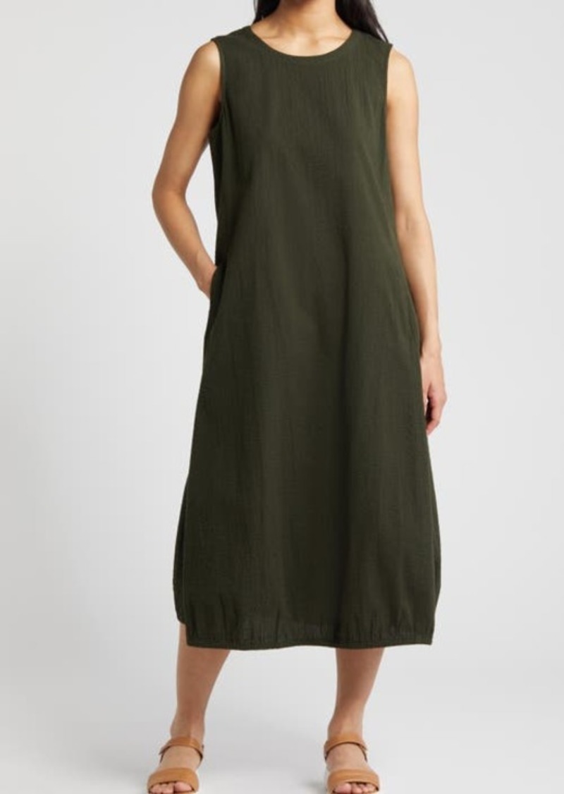 Eileen Fisher Sleeveless Lantern Organic Cotton Midi Dress
