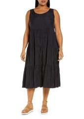 Eileen Fisher Sleeveless Tiered Silk Midi Dress